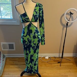 Zara Blue and Green Midi Dress
